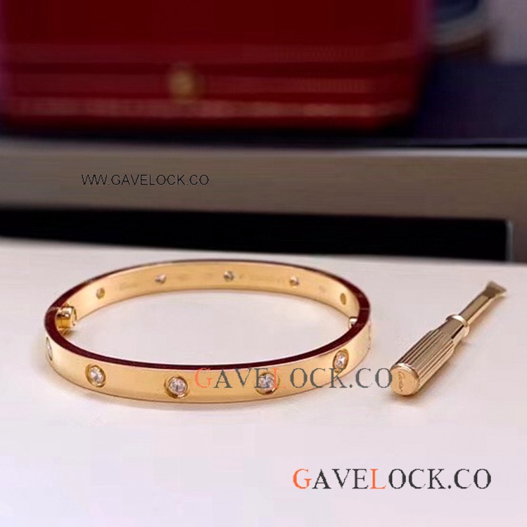 Copy Cartier LOVE Bracelet with 10 Diamond - Yellow Gold Style Copy Cartier LOVE Bracelet with 10 Diamond - Yellow Gold Style
